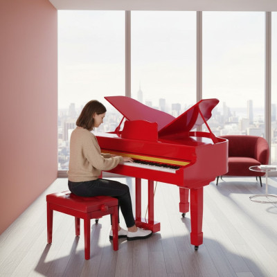 Piano digital vermelho brilhante