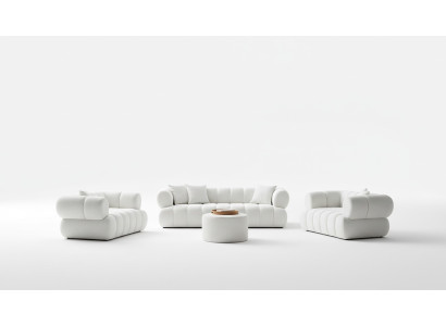Schlichtes Design – Sofa-Set und Sessel für Ihr Zuhause