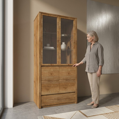Vitrine com portas e gaveta