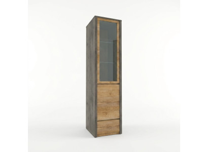 Vitrine com gaveta e prateleiras de vidro