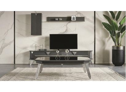 Tisch Stil modern schwarz rechteckig Konsole Wohnzimmer Metall TV Möbel