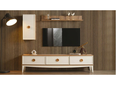 TV board Wandschrank Wandregal Stil modern beige praktisch geräumig