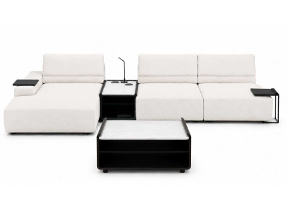 Wohnzimmer Italienische Polster Ecksofa L-Form mit Couchtisch 2x Beistelltische