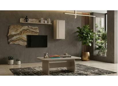 Tisch TV board Wandregal Stil modern weiß rechteckig Wohnzimmer praktisch