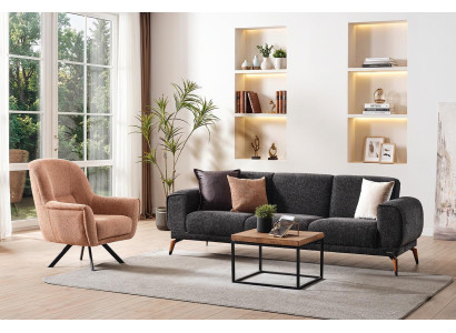 Textilbezug 3-Sitzer-Sofa mit passendem Relaxsessel und stilvollem