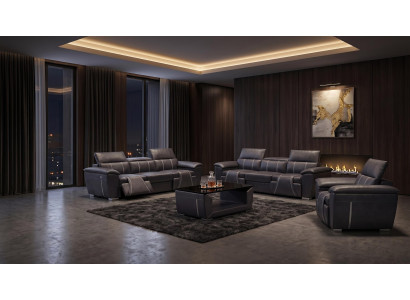 Wohnzimmer Set Modern Schwarz Exklusive Sofagarnitur 3+3+1 Wohnset