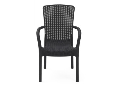 Stuhl Rattan Optik Hoher Rückenlehne Schwarz Braun Anthrazit