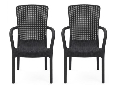 Stuhl Rattan Optik Hoher Rückenlehne Schwarz Braun Anthrazit
