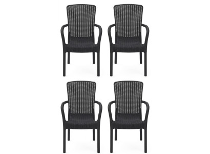 Stuhl Rattan Optik Hoher Rückenlehne Schwarz Braun Anthrazit