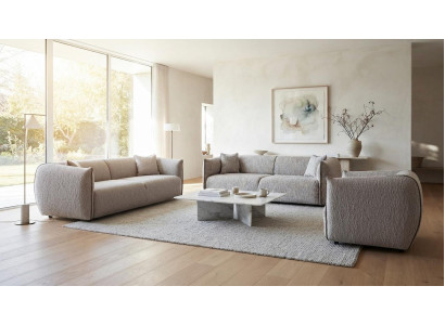 Wohnzimmer Sofagarnitur 2x 3-Sitzer Sofa Stoffsessel Modern Design