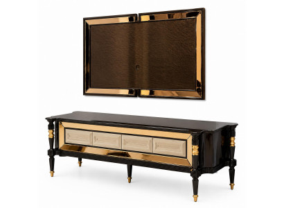 Wohnwand Schwarz Wohnzimmer Modern Stil Raffiniertes Design