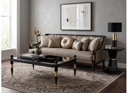 Wohnzimmer set 3-Sitzer Sofa Couchtisch Beistelltisch Beige Modern