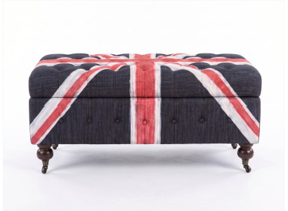 Union Jack Ottomane Chesterfield Stoff Vintage British Polsterhocker