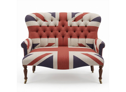 Union Jack 2-Sitzer Sofa British Vintage Chesterfield Wingback Rot