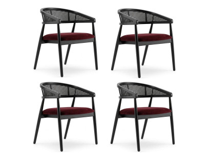 Stühle Set Rot Textil Edelstahl Modern Esszimmer Stühle Gepolstert