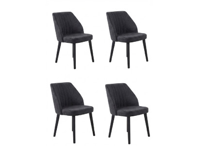 Stühle Set 4 Stuhl Grau Schwarz Modern Edel Polsterstuhl Essen