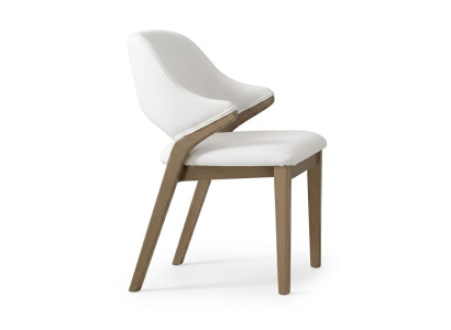 Stuhl Weiß Holz Textil Modern Ergonomisch Gepolstert Einfarbig Esszimmer