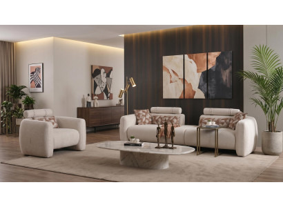 Wohnzimmer Set 3 Sitzer Sofa Sessel Modern Minimalistisch