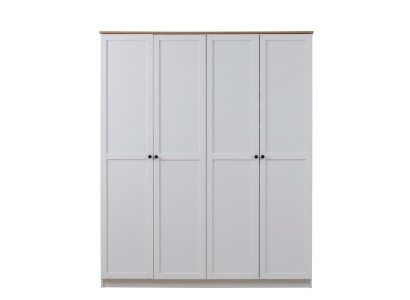 Weißer 4-türiger Kleiderschrank Holz Jugendschrank Jugendzimmer Schlafzimmer