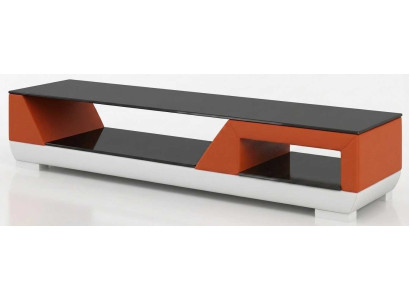 TV Schrank Orange Kunstleder Holz Medienkonsole Wohnzimmer Modern