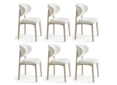 Weiß 6x Stühle Textil Holz Modern Einfarbig Esszimmerstuhl Set