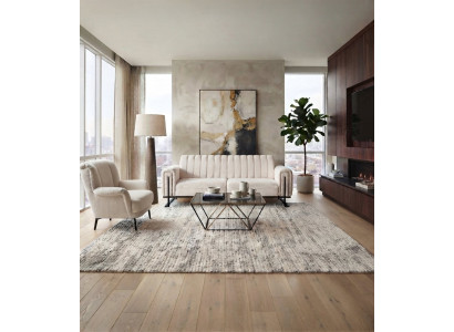Wohnzimmer-Set 3 Sitzer Sofa Sessel Hoher Rückenlehne Weiß Metallbe