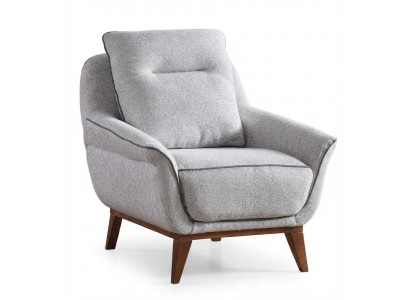 Weicher Sessel Kissen Holzbeinen Grau Stilvolles Design Modern