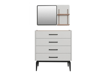 Weiße Kommode mit Spiegel Holzkommode Jugendzimmer modern Schlafzimmer