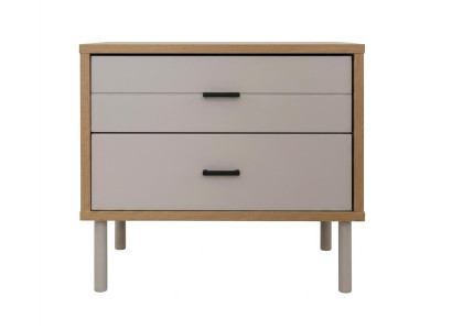 Weiß-brauner Nachttisch modern  Holznachtisch 2 Schubladen Jugendmöbel