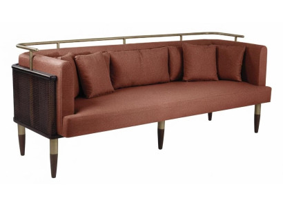 Terrakotta 3-Sitzer Sofa Modernes Design Wiener Geflecht Gold Akzente