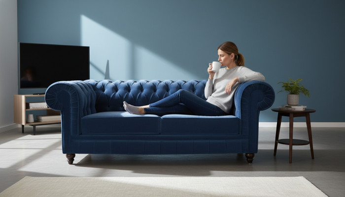 Chesterfield Textil Sofa Leder Stoff Couch 3 Sitzer Sofagarnitur Ledersofa NEU
