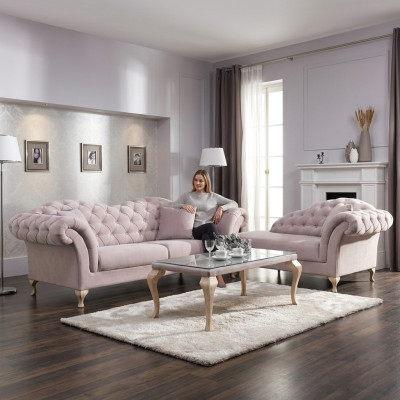 Chesterfield Sofagarnitur Sofa Polster Set Chaiselounge Klassischer Stil Couch