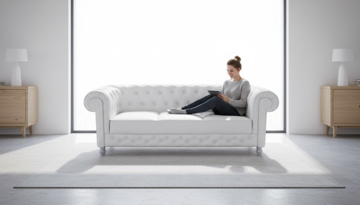 Chesterfield Couch Sofa Garnitur 3 Sitzer Polster Leder Sofas Couchen  WHITTBY