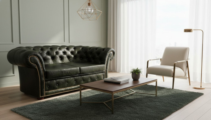 Chesterfield Couch Sofa Garnitur 3 Sitzer Polster Leder Sofas Neu LEICESTERII