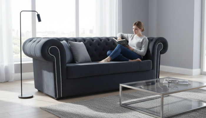 Chesterfield Samt Textil Stoff Sofa Couch Polster 3 Sitz Klassische Couchen Neu