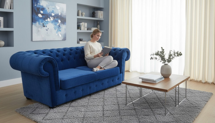 Chesterfield Samt Textil Stoff Sofa Couch Polster 3 Sitz Klassische Couchen Neu!