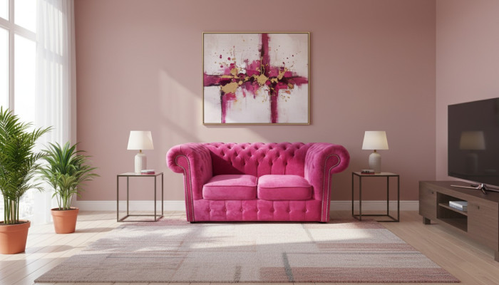 Chesterfield Textil Samt Stoff Sofa Couch Polster 2 Sitz Klassische Couchen Neu!