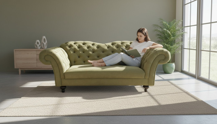 Chesterfield Samt Stoff Textil Sofa Couch Polster 3 Sitz Klassische Couchen Neu