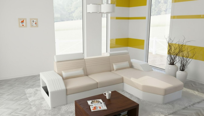 Designer Sofa Couch Ecksofa Leder Stoff Textil Polster Garnitur Wohnlandschaft