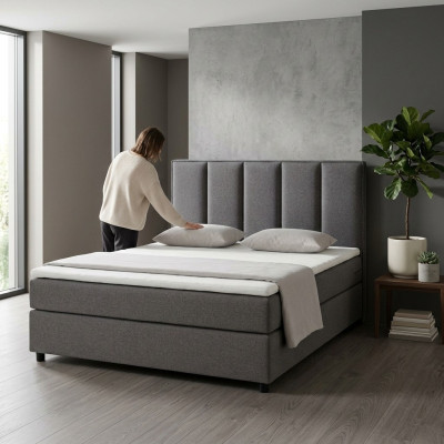 Continental Boxspring Bett Betten Polster Hoch Doppel Leder Textil Bett