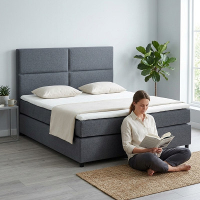 Continental Boxspring Bett Betten Textil Bett Polster Hoch Doppel Leder