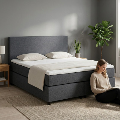 Bett Continental Boxspring Betten Polster Hoch Doppel Leder Textil Bett
