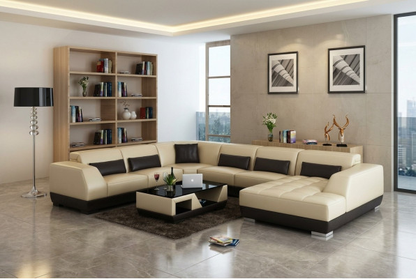 Modern Ledersofa Couch Wohnlandschaft Ecksofa Dekor Eck Design Garnitur