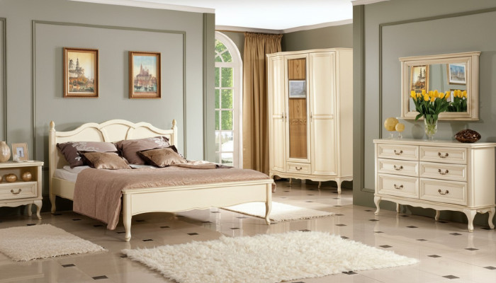 Schlafzimmer Set Bett Kommode Kleiderschrank Nachttisch Italienische Möbel Neu