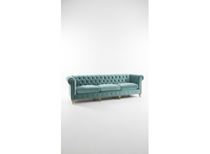 Chesterfield 3 Sitzer Sofa Couch Textil Leder Samt Garnitur Polster Sitz Neu