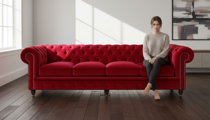 Chesterfield Big Sofa Couch Textil Samt Polster Sofas 4 Sitzer XXL Couchen Neu