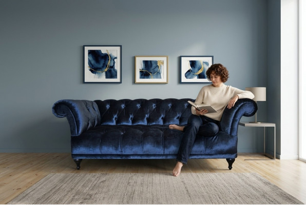 Chesterfield Sofa Polster Designer Couchen Sofas Garnitur Textil Stoff Textil 10