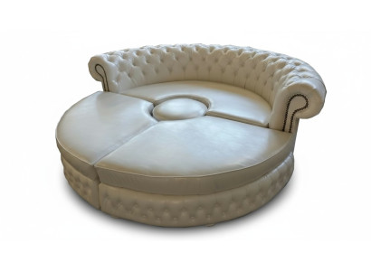 Chesterfield RUNDSOFA Ecksofa Royal Halbrund Designer Sofa Couch Ledersofa