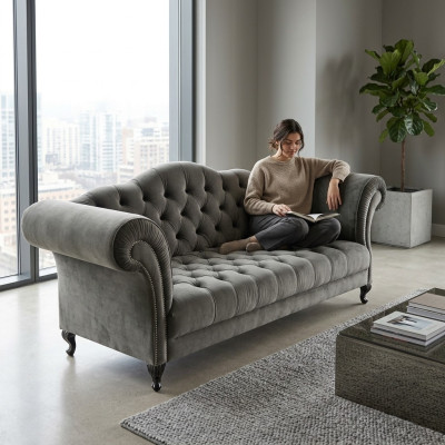 Chesterfield Sofa 3 SITZER Polster Designer Couchen Sofas Garnitur SLIII Sofa №1