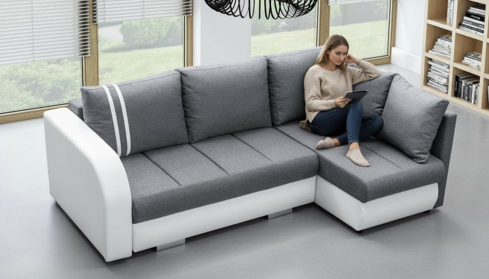 Sofa Schlafsofa Designer Sofa mit Bettfunktion + Bettkasten Ecksofa Couch NEU